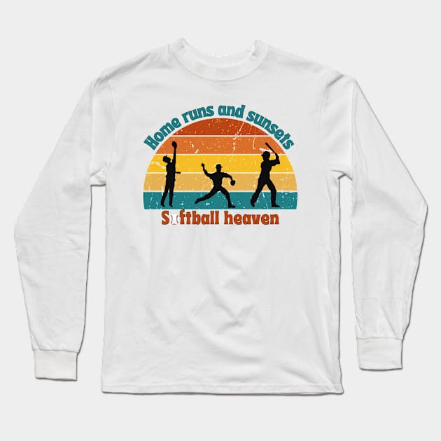 Softball Sunset: Where Home Runs Shine Long Sleeve T-Shirt by Toonstruction